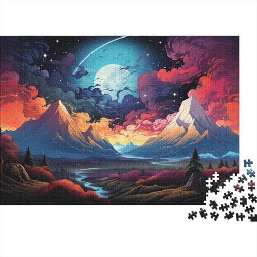 Puzzle für Erwachsene, 1000 Teile, Bunte Neonlandschaft, Puzzle für Erwachsene und Kinder, Holzpuzzle, Lernspielzeug, 50 x 75 cm von LiJianXXR