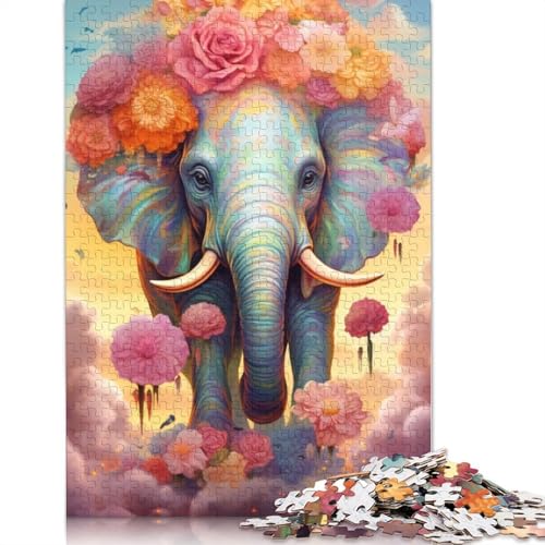 Puzzle für Erwachsene, 1000 Teile, Bunte Tiere, Elefanten-Puzzle für Erwachsene, Kartonpuzzle, Lernspiele für Erwachsene und Kinder, Größe 38 x 26 cm von LiJianXXR