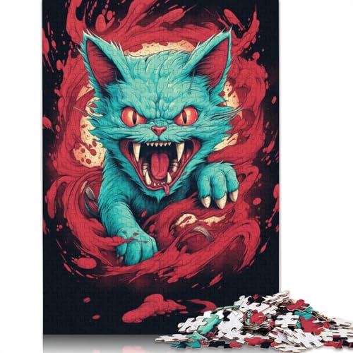 Puzzle für Erwachsene, 1000 Teile, Cartoon-Katzen-Puzzles für Kartonpuzzles, pädagogisches Spielzeug zum Stressabbau, Puzzlegröße 38 x 26 cm von LiJianXXR