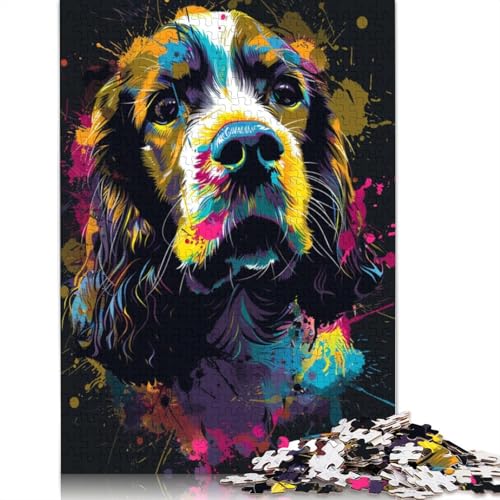 Puzzle für Erwachsene, 1000 Teile, Cocker Spaniel-Hund, Kunstpuzzle für Erwachsene, Kartonpuzzle, Lernspiel für Erwachsene und Kinder, Größe 38 x 26 cm von LiJianXXR