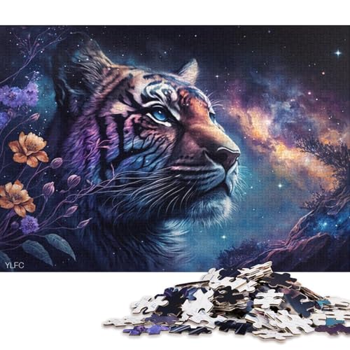 Puzzle für Erwachsene, 1000 Teile, Cosmic Art Tiger-Puzzle für Erwachsene, Holzpuzzle, Heimkunstdekor (Größe 75 * 50 cm) von LiJianXXR