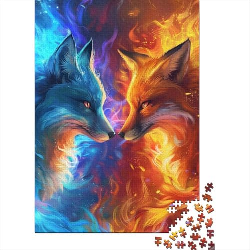 Puzzle für Erwachsene, 1000 Teile, EIS- und Feuerfuchs, Puzzle für Erwachsene und Kinder, Holzpuzzle, Lernspielzeug (Größe 75 x 50 cm) von LiJianXXR