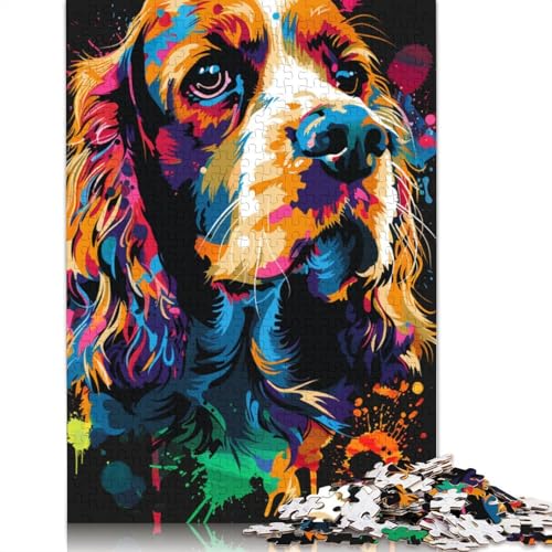 Puzzle für Erwachsene, 1000 Teile, Englischer Cocker Spaniel, Hundekunst-Puzzle für Erwachsene, Kartonpuzzle, Lernspiel für Erwachsene und Kinder, Größe 38 x 26 cm von LiJianXXR