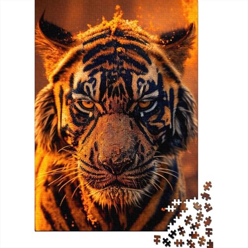 Puzzle für Erwachsene, 1000 Teile, Feurige Tiger, Puzzle für Erwachsene und Kinder, Holzbrett-Puzzle, Spielzeug, Denkspiel, Größe: 75 x 50 cm von LiJianXXR