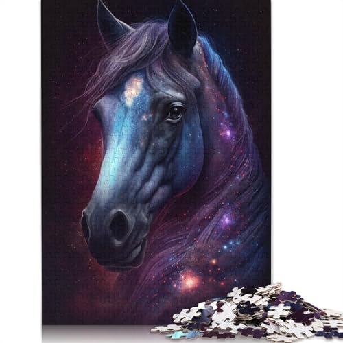 Puzzle für Erwachsene, 1000 Teile, Galaxie, Weltraum, Tiere, Pferde, Puzzle für Erwachsene und Kinder, Holzpuzzle, tolles Geschenk für Erwachsene (Größe 75 x 50 cm) von LiJianXXR