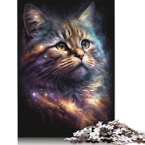 Puzzle für Erwachsene, 1000 Teile, Galaxie-Katzen-Puzzle, Holzpuzzle für Erwachsene, tolles Geschenk für Erwachsene (Größe 75 x 50 cm) von LiJianXXR