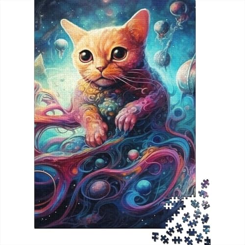 Puzzle für Erwachsene, 1000 Teile, Galaxy Cats, Puzzle für Erwachsene und Kinder, Holzbrett-Puzzle, Spielzeug, Denkspiel, Größe: 75 x 50 cm von LiJianXXR