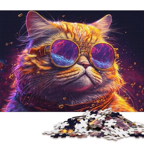 Puzzle für Erwachsene, 1000 Teile, Garfield-Katze mit Brille, Puzzle aus Holz, Heimdekorationspuzzle (Größe 75 * 50 cm) von LiJianXXR