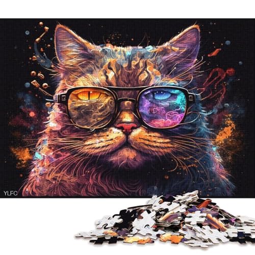 Puzzle für Erwachsene, 1000 Teile, Garfield-Katze mit Brille, Puzzle für Erwachsene, Papppuzzle, tolle Geschenke zu Weihnachten (Größe 38 * 26 cm) von LiJianXXR