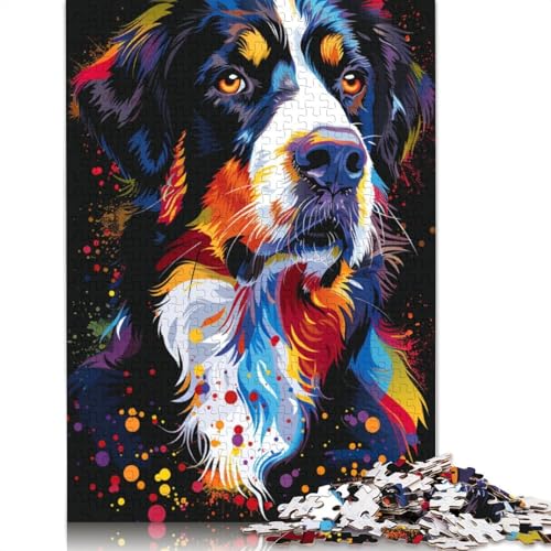 Puzzle für Erwachsene, 1000 Teile, Großer Schweizer Sennenhund, Kunstpuzzle für Erwachsene, Kartonpuzzle, Lernspiel für Erwachsene und Kinder, Größe 38 x 26 cm von LiJianXXR