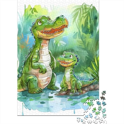 Puzzle für Erwachsene, 1000 Teile, Krokodil-Tierpuzzle für Erwachsene und Kinder, Holzbrettpuzzle, Familienunterhaltungsspielzeug, Größe: 75 x 50 cm von LiJianXXR