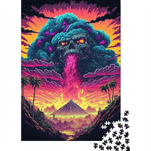 Puzzle für Erwachsene, 1000 Teile, Kunst, Totenkopf, Wolken, Puzzle für Erwachsene und Kinder, Holzbrett-Puzzle, Spielzeug, Denkspiel, Größe: 75 x 50 cm von LiJianXXR