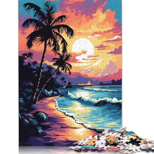 Puzzle für Erwachsene, 1000 Teile, Kunst, schönes Strandpuzzle für Erwachsene, Kartonpuzzle, Lernspiel für Erwachsene und Kinder, 38 x 26 cm von LiJianXXR