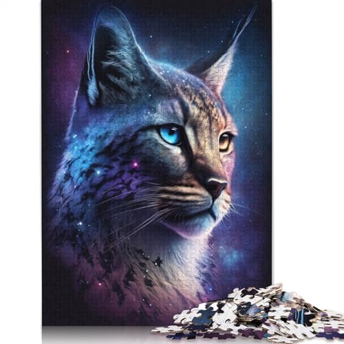 Puzzle für Erwachsene, 1000 Teile, Luchs-Tier-Galaxie-Puzzle, Papppuzzle für Erwachsene, tolles Geschenk für Erwachsene (Größe 38 x 26 cm) von LiJianXXR