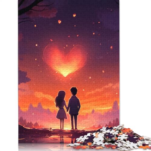 Puzzle für Erwachsene, 1000 Teile, Paar bei Sonnenuntergang, Puzzle für Erwachsene, Holzpuzzle, Lernspiele für Erwachsene und Kinder, Größe 75 x 50 cm von LiJianXXR