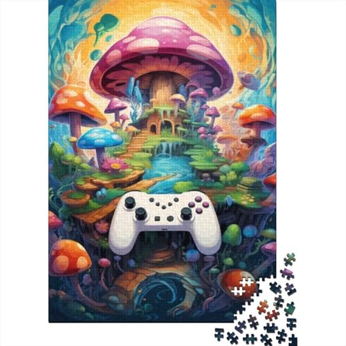 Puzzle für Erwachsene, 1000 Teile, Pilz-Gamepad, quadratisches Puzzle für Erwachsene und Kinder, Holzbrett-Puzzle, Lernspiel, Herausforderungsspielzeug, Größe: 75 x 50 cm von LiJianXXR