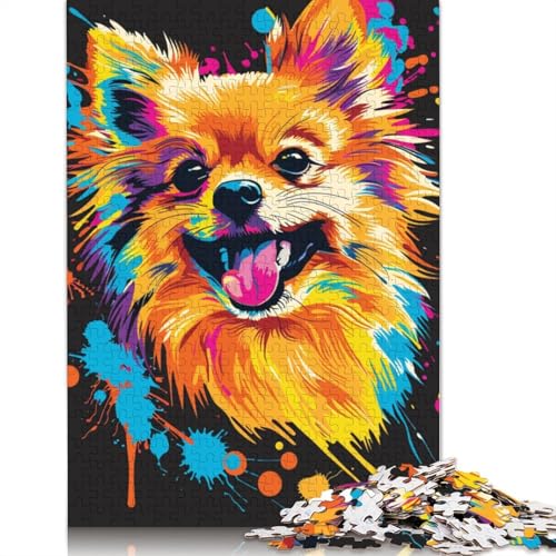 Puzzle für Erwachsene, 1000 Teile, Pomeranian-Hund, Kunst-Puzzle für Erwachsene, Kartonpuzzle, Heimdekoration, Größe 38 x 26 cm von LiJianXXR