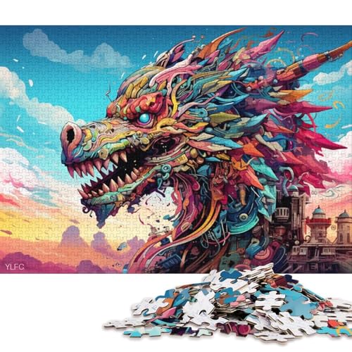 Puzzle für Erwachsene, 1000 Teile, Roboter, Fliegender Drache, Kunstpuzzle für Erwachsene, Kartonpuzzle, Lernspiel, Herausforderungsspielzeug 38x26cm/1000 Teile von LiJianXXR