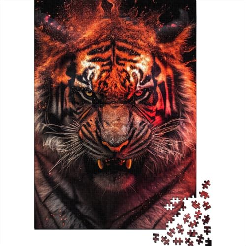 Puzzle für Erwachsene, 1000 Teile, Rote Tiger, Puzzle für Erwachsene und Kinder, Holzbrett-Puzzle, Spielzeug, Denkspiel, Größe: 75 x 50 cm von LiJianXXR