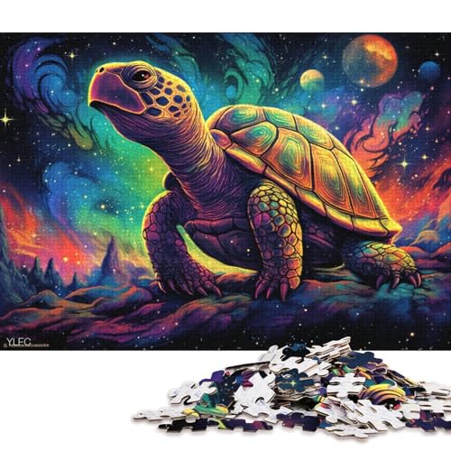 Puzzle für Erwachsene, 1000 Teile, Schildkröte im Weltraum, Puzzle für Erwachsene, Holzpuzzle, Lernspiel, Herausforderungsspielzeug 75x50cm/1000 Teile von LiJianXXR