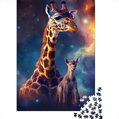 Puzzle für Erwachsene, 1000 Teile, Sternennacht-Giraffe, Puzzle für Erwachsene und Kinder, Holzbrett-Puzzle, Spielzeug, Denkspiel, Größe: 75 x 50 cm von LiJianXXR