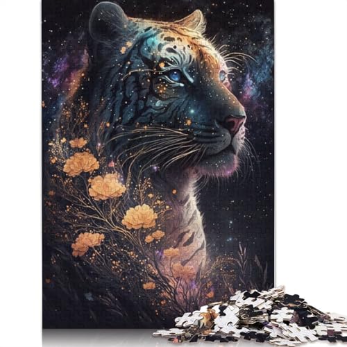 Puzzle für Erwachsene, 1000 Teile, Weltraum-Tiger-Blumen, Puzzle für Erwachsene, Papppuzzle, tolles Geschenk für Erwachsene (Größe 38 x 26 cm) von LiJianXXR