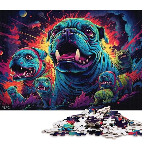 Puzzle für Erwachsene, 1000 Teile, Wütender Bulldoggen-Puzzle für Erwachsene, Holzpuzzle, Lernspiel, Herausforderungsspielzeug 75x50cm/1000 Teile von LiJianXXR