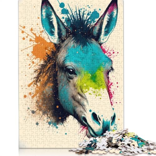 Puzzle für Erwachsene, 1000 Teile, buntes Eselskopf-Puzzle für Erwachsene, Karton-Puzzle, Lernspiel für Erwachsene und Kinder, 38 x 26 cm von LiJianXXR