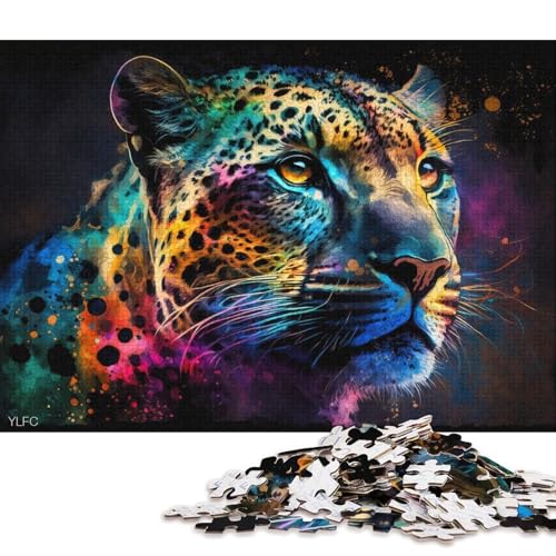 Puzzle für Erwachsene, 1000 Teile, buntes Leoparden-Puzzle für Erwachsene, Kartonpuzzle, tolle Geschenke für Weihnachten (Größe 38 * 26 cm) von LiJianXXR