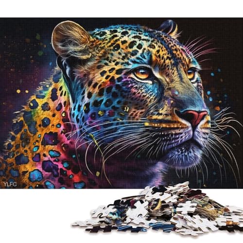 Puzzle für Erwachsene, 1000 Teile, buntes Leoparden-Puzzle für Erwachsene, anspruchsvolles Kartonpuzzle (Größe 38 * 26 cm) von LiJianXXR