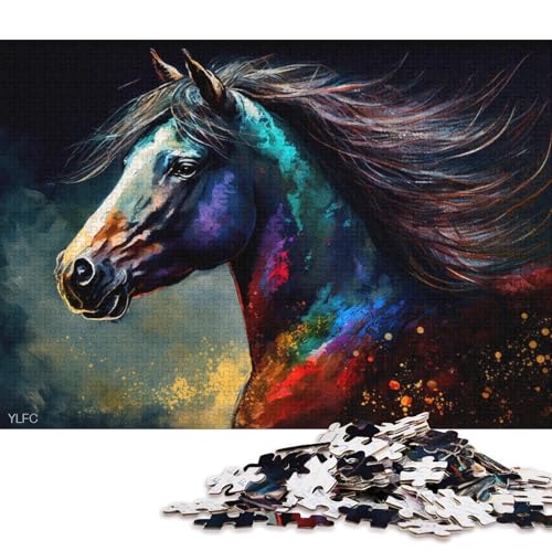 Puzzle für Erwachsene, 1000 Teile, buntes Pferde-Puzzle, Holzpuzzle, Heimdekorationspuzzle (Größe 75 * 50 cm) von LiJianXXR