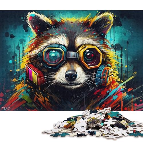 Puzzle für Erwachsene, 1000 Teile, buntes Roboter-Waschbär-Puzzle, Holzpuzzle, Lernspiele, Heimdekorationspuzzle. 75x50cm/1000 Stück von LiJianXXR