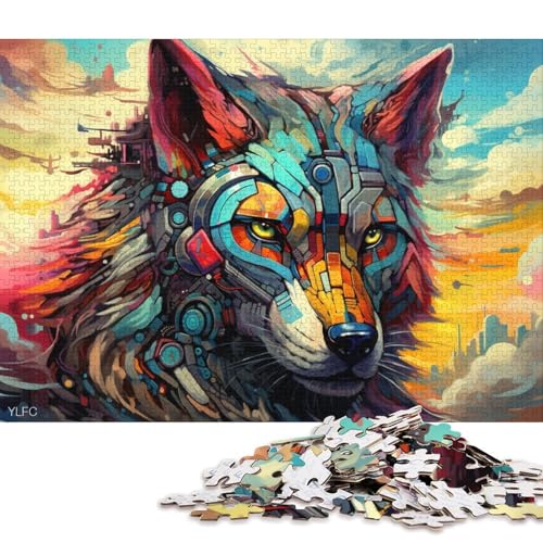 Puzzle für Erwachsene, 1000 Teile, buntes Roboter-Wolf-Puzzle für Erwachsene, Holzpuzzle, Lernspiel, Herausforderungsspielzeug 75x50cm/1000 Teile von LiJianXXR