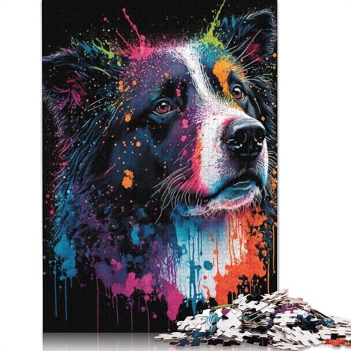 Puzzle für Erwachsene, 1000 Teile, farbenfrohes Kunst-Schäferhund-Puzzle für Erwachsene, Karton-Puzzle, Lernspiel für Erwachsene und Kinder, 38 x 26 cm von LiJianXXR