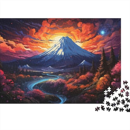 Puzzle für Erwachsene, 1000 Teile, farbenfrohes Mount Fuji, Puzzle für Erwachsene und Kinder, Holzpuzzle, Lernspielzeug, 50 x 75 cm von LiJianXXR