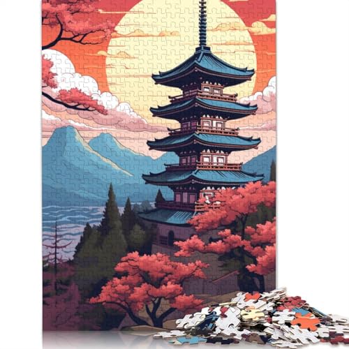 Puzzle für Erwachsene, 1000 Teile, japanische Tempel, Puzzle für Erwachsene, Holzpuzzle, Heimdekoration, Größe 75 x 50 cm von LiJianXXR