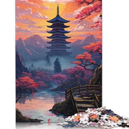 Puzzle für Erwachsene, 1000 Teile, japanische Tempel, Puzzle für Erwachsene, Kartonpuzzle, Familienspiele, Größe 38 x 26 cm von LiJianXXR