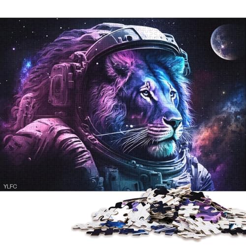 Puzzle für Erwachsene, 1000 Teile, kosmische Kunst, Astronauten-Löwe, Kartonpuzzle, Heimdekorationspuzzle (Größe 38 * 26 cm) von LiJianXXR