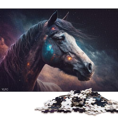 Puzzle für Erwachsene, 1000 Teile, kosmisches Galaxie-Pferde-Puzzle für Erwachsene, Holzpuzzle, tolle Geschenke für Weihnachten (Größe 75 * 50 cm) von LiJianXXR