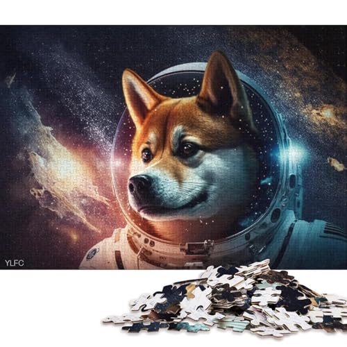 Puzzle für Erwachsene, 1000 Teile, kosmisches Shiba Inu-Astronauten-Puzzle für Erwachsene, Holzpuzzle, tolle Geschenke für Weihnachten (Größe 75 * 50 cm) von LiJianXXR