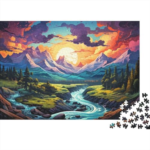 Puzzle für Erwachsene, 1000 Teile, psychedelische, farbenfrohe Landschaft, Puzzle für Erwachsene und Kinder, Holzpuzzle, Lernspielzeug, 50 x 75 cm von LiJianXXR