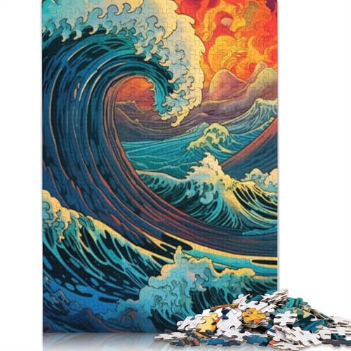 Puzzle für Erwachsene, 1000 Teile, schönes Wellen-Puzzle, Holzpuzzle für Erwachsene, Familienspiele, Größe 75 x 50 cm von LiJianXXR