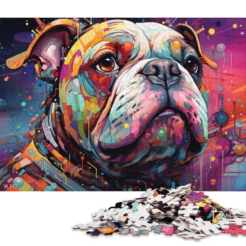 Puzzle für Erwachsene, 1000 Tier-Puzzle, Roboter-Bulldogge, Puzzle für Kinder, Holzpuzzle, Heimkunstdekor 75x50cm/1000 Teile von LiJianXXR