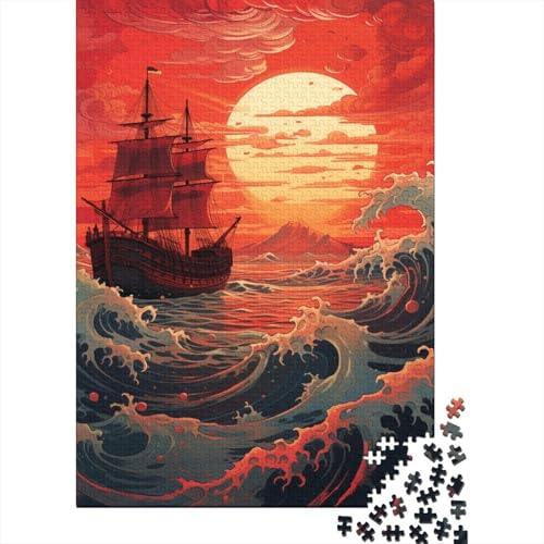 Puzzle für Erwachsene, 1000 alte Schiffe im Ozean, Puzzles für Holzpuzzle, tolles Geschenk für Erwachsene (Größe 75 x 50 cm) von LiJianXXR