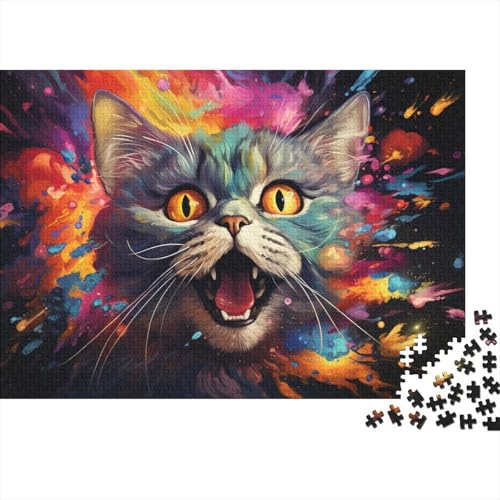 Puzzle für Erwachsene, 1000 farbenfrohe, psychedelische, süße Katzen-Puzzles für Holzplatten, tolles Geschenk für Erwachsene, 50 x 75 cm von LiJianXXR