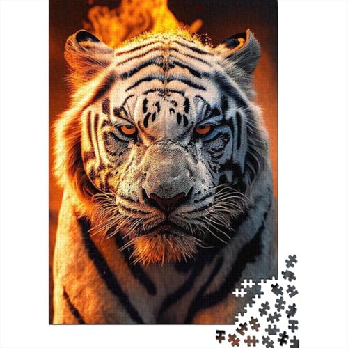 Puzzle für Erwachsene, 1000 sibirische Feuertiger, quadratisches Puzzle für Erwachsene und Kinder, Holzbrettpuzzle, Denksportaufgaben für Erwachsene, Größe: 75 x 50 cm von LiJianXXR