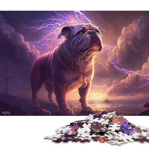 Puzzle für Erwachsene, 1000-teiliges Bulldoggen-Hundepuzzle für Erwachsene, Holzpuzzle, Lernspiel, Herausforderungsspielzeug 75x50cm/1000 Teile von LiJianXXR