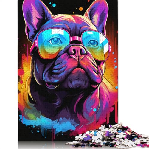 Puzzle für Erwachsene, 1000-teiliges Neon-Mops-Puzzle für Erwachsene, Papppuzzle, Lernspiel, Herausforderungsspielzeug, Größe 38 x 26 cm von LiJianXXR