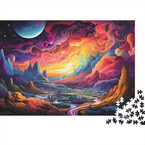 Puzzle für Erwachsene, 1000 wunderschöne, farbenfrohe Planetenlandschafts-Puzzles für Holzplattenpuzzles, tolles Geschenk für Erwachsene, 50 x 75 cm von LiJianXXR