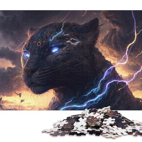 Puzzle für Erwachsene, Art Black Leopard, 1000-teiliges Puzzle, Lernspiele für Erwachsene und Kinder, Holzpuzzle, lustiges Puzzle für die ganze Familie 75x50cm/1000 Teile von LiJianXXR